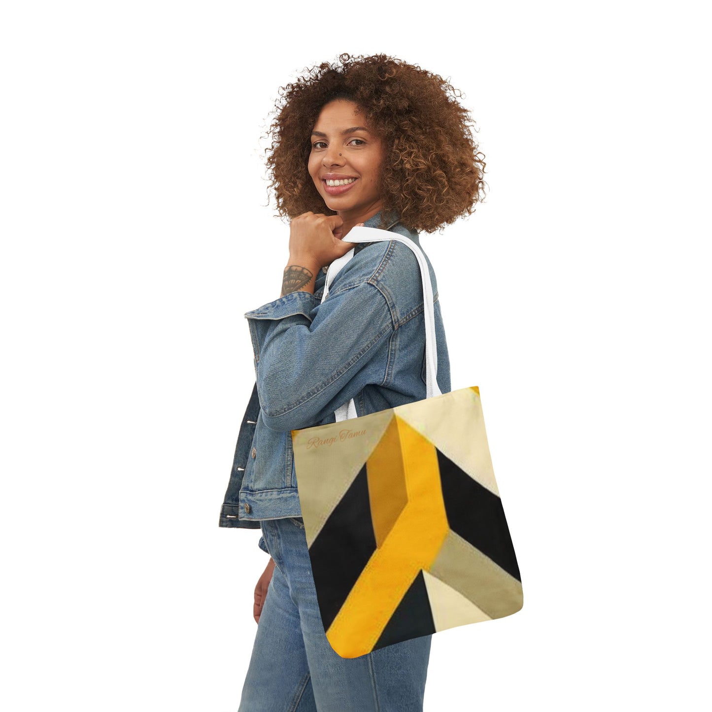 Canvas geometric tote bag