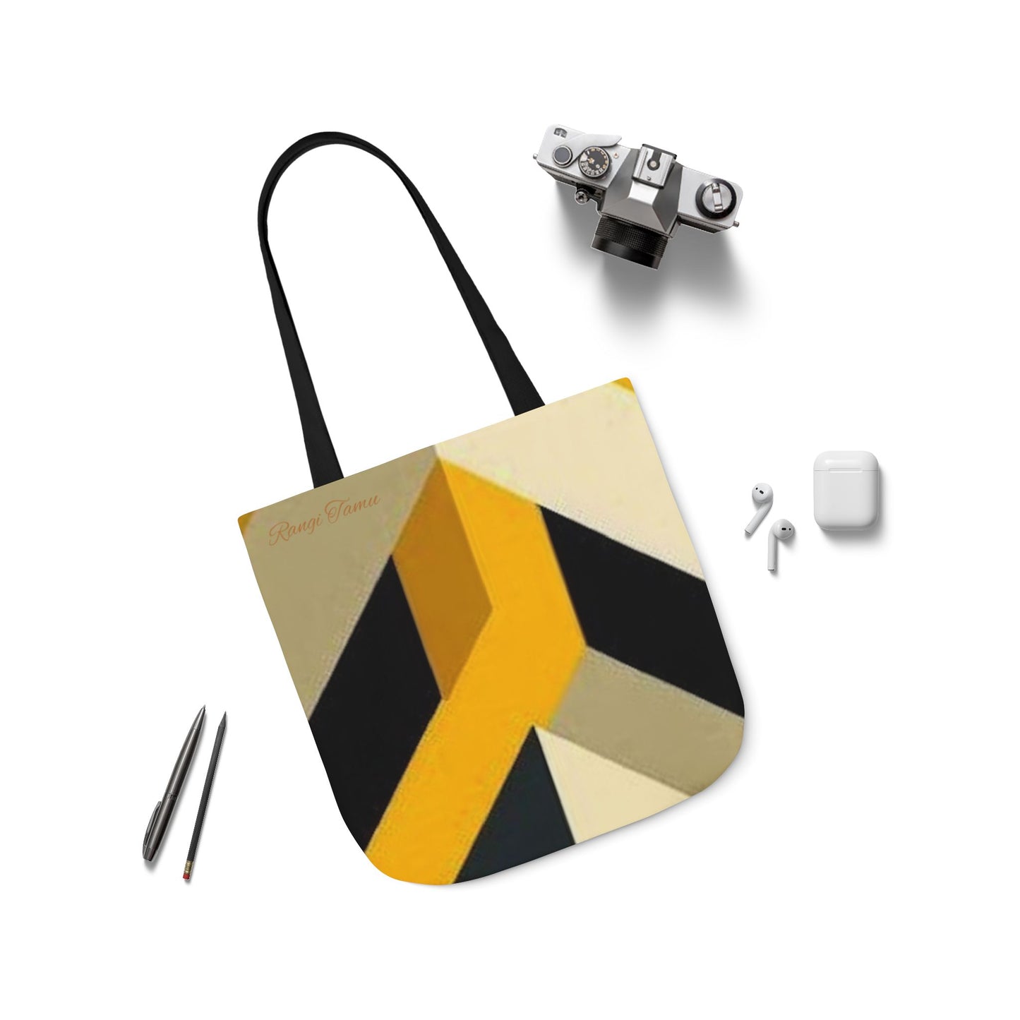 Canvas geometric tote bag