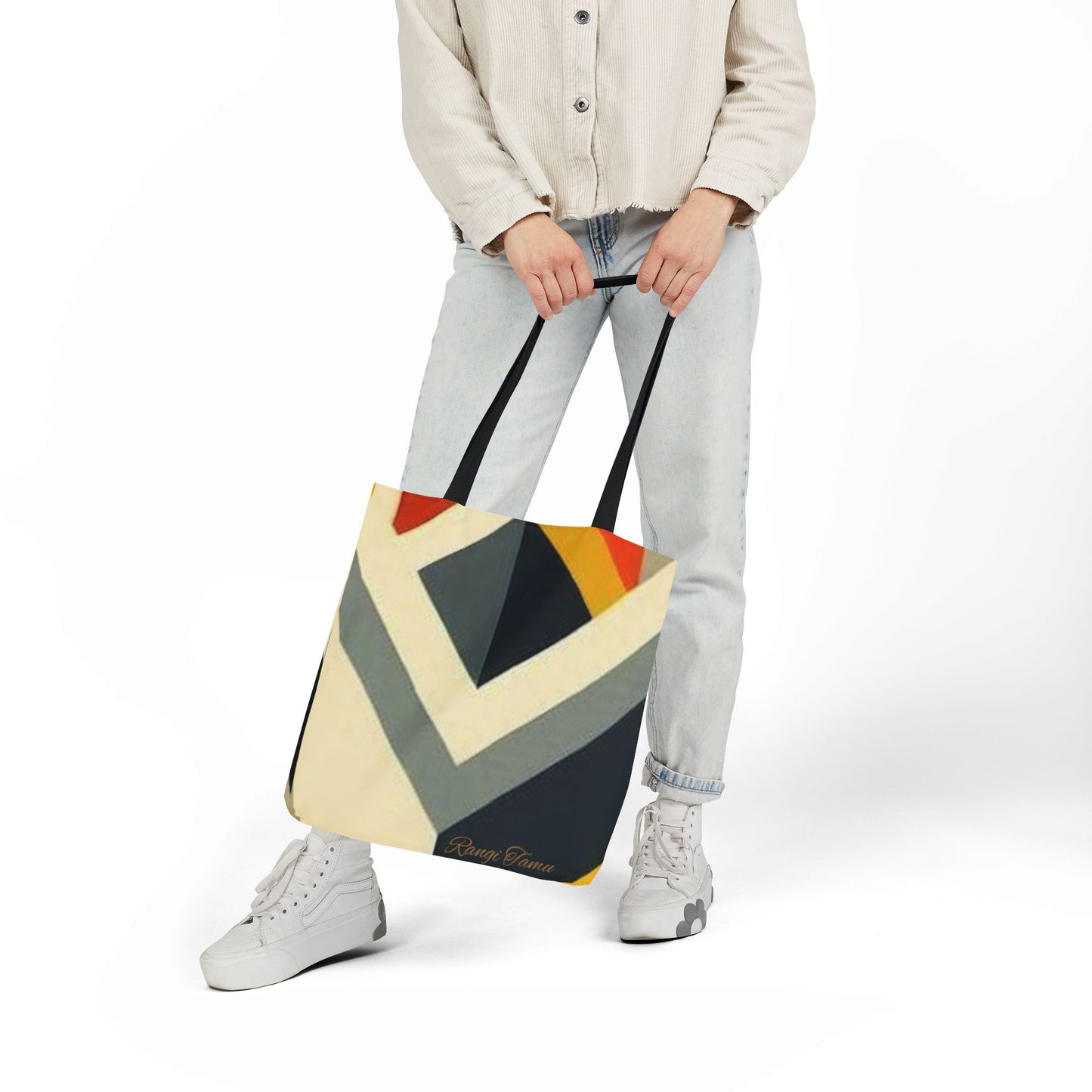 Canvas geometric tote bag