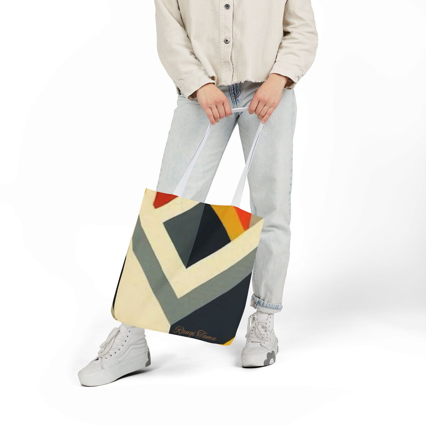 Canvas geometric tote bag