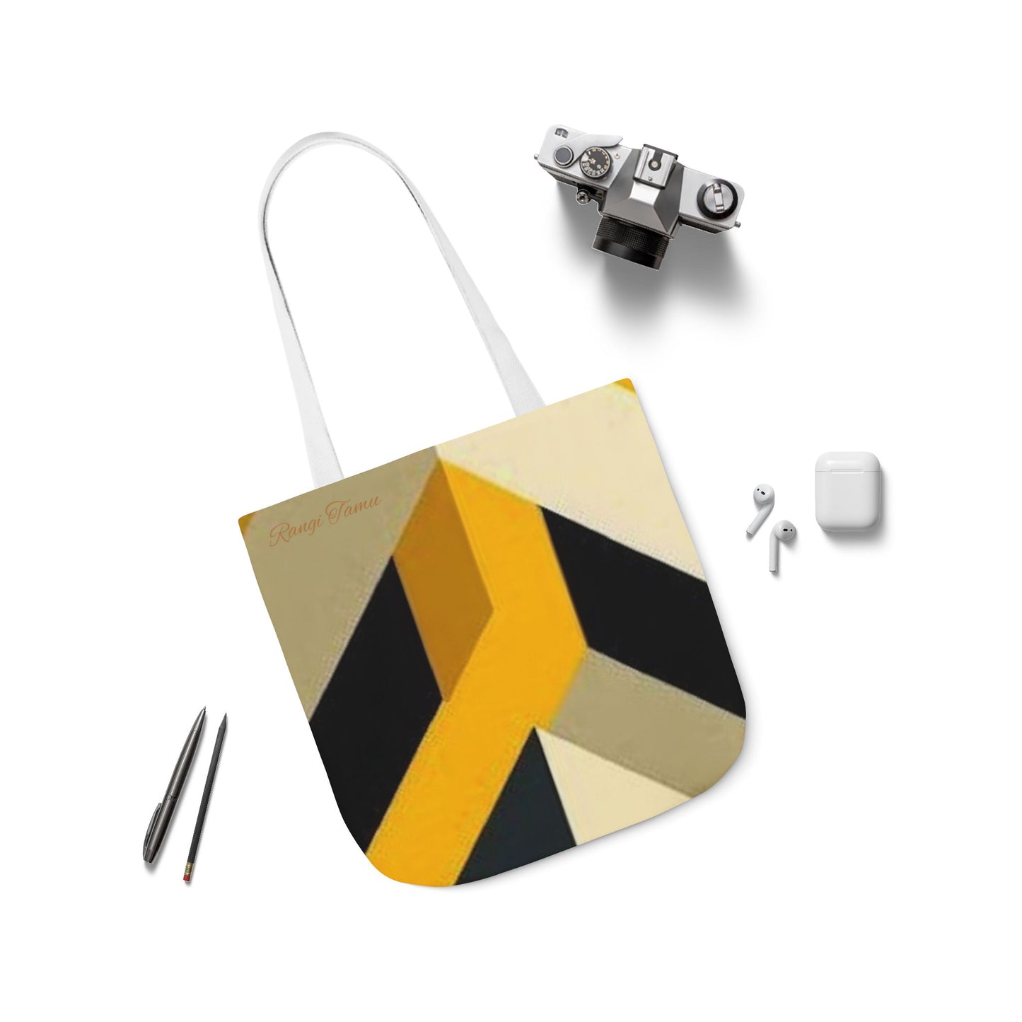 Canvas geometric tote bag