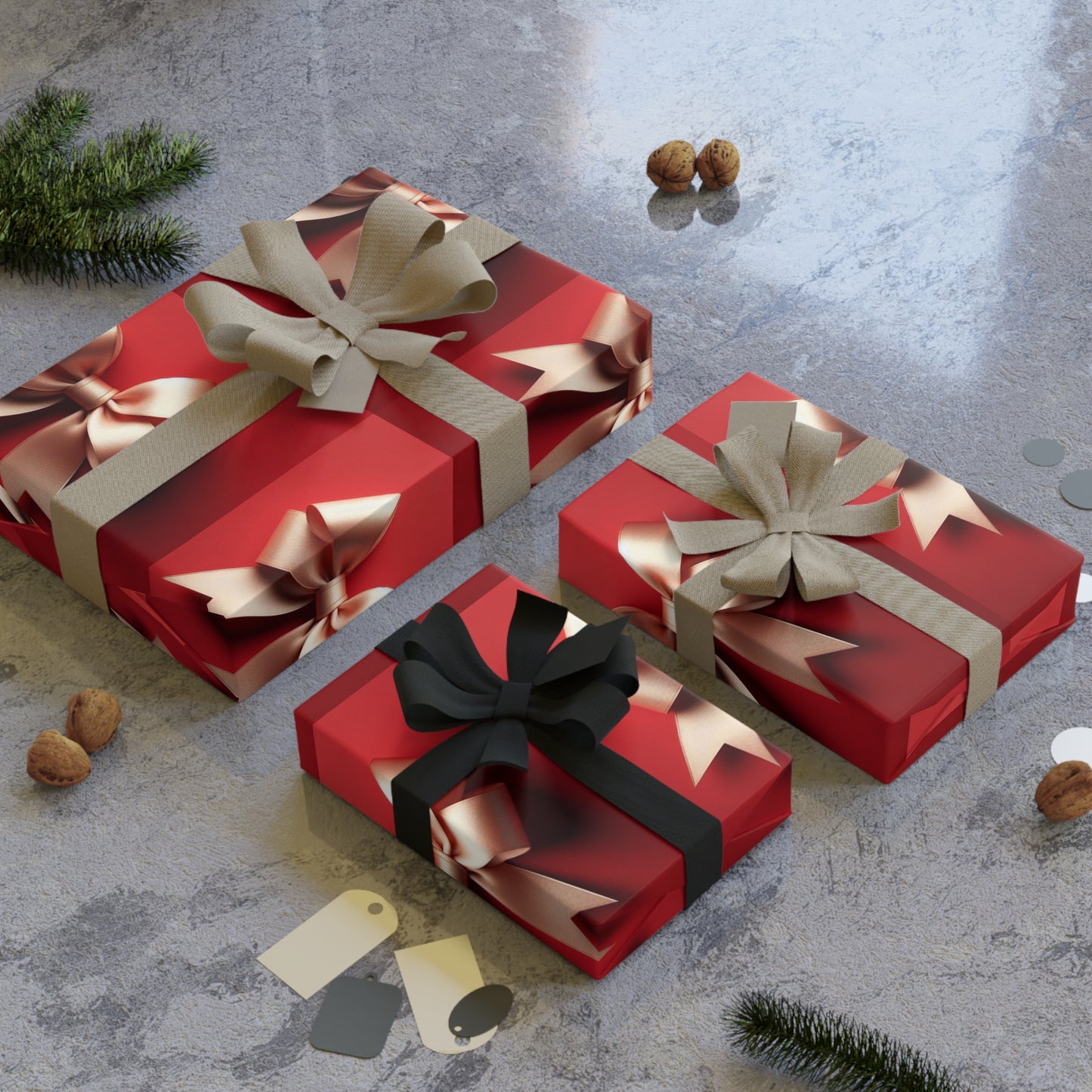 Red wrapping paper roll