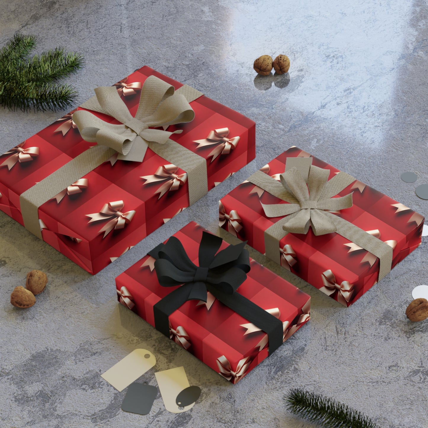 Red wrapping paper roll